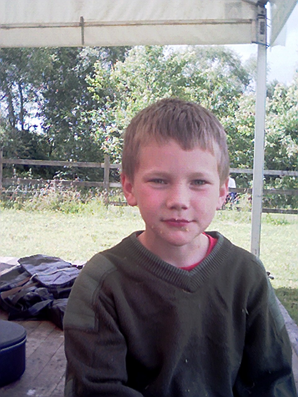 Kyle at the bottom of a bag of honeycomb candy